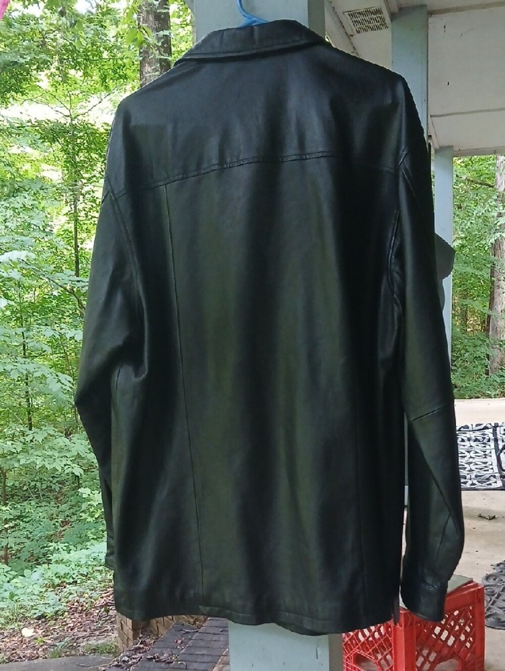 Kenneth Cole Black Leather Shirt Jacket with Dual Chest Pockets,szL - Picture 4 of 8